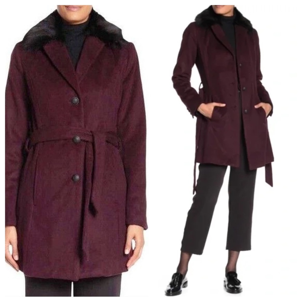 NWT Marc New York Andrew Marc Wool Coat Fox Fur Collar 4